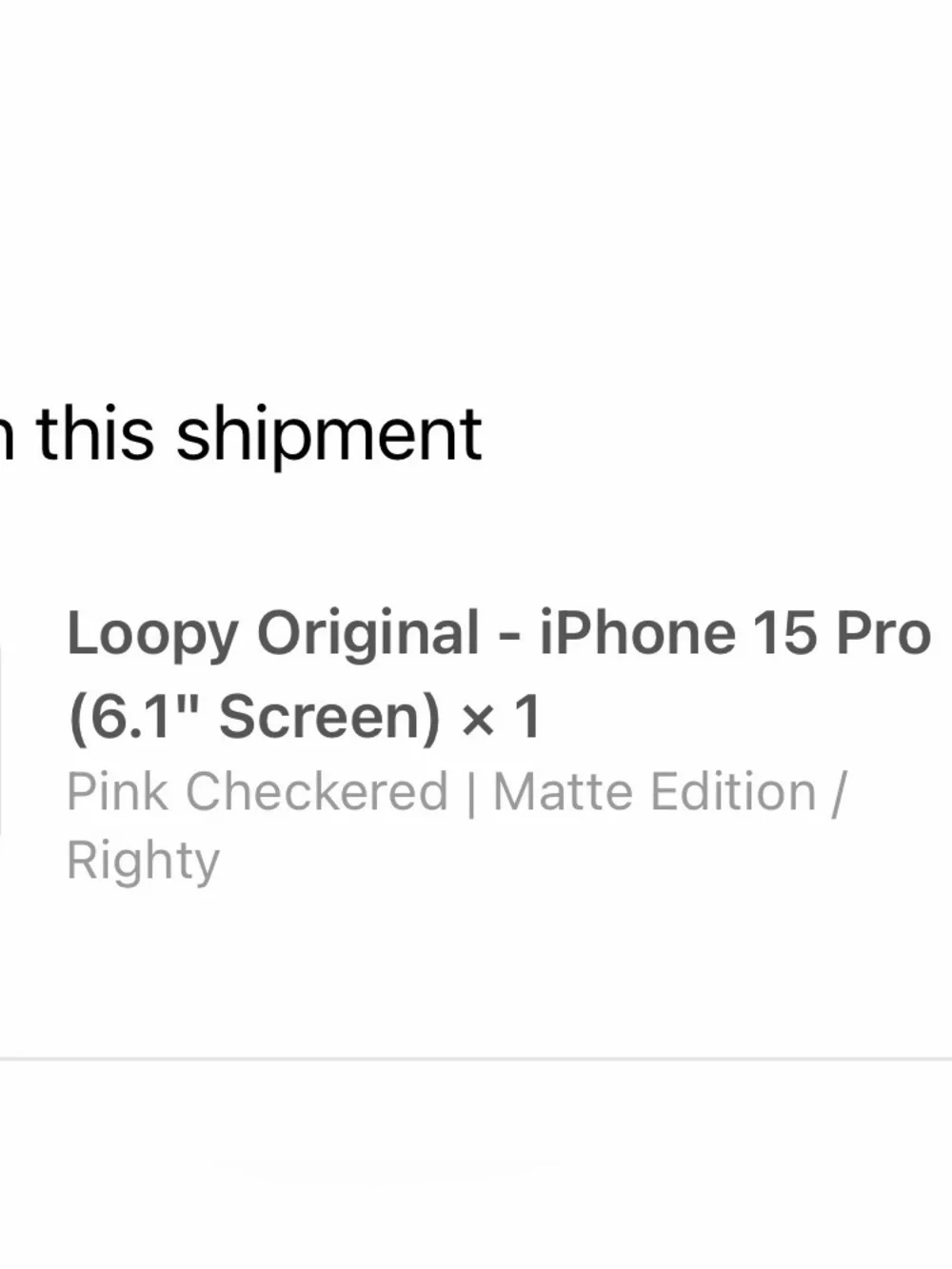 Loopy iPhone 15 pro righty pink checkered case